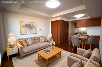 グランドメゾン西大畑【居間・リビング】落ち着いた色合いのリビングはゆったりくつろげる空間です♪バーチャルステージング