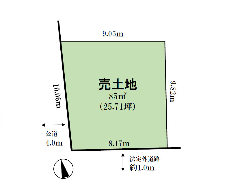 清須市鍋片三丁目　土地【間取り】間口は10.06ｍあります！名鉄名古屋本線「丸ノ内」駅徒歩11
分！