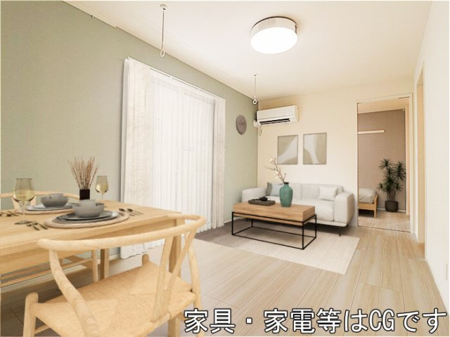 Ｄ－ｒｏｏｍ御茶園リビング全景（家具・家電等はCGです。）