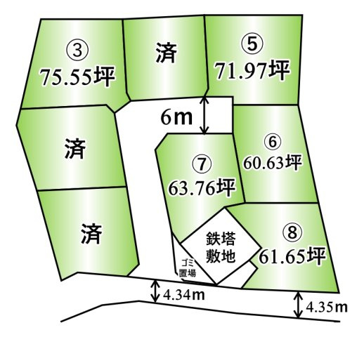 甲斐市玉川・西八幡区画⑦　分譲地【区画図】