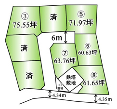 甲斐市玉川・西八幡区画⑦　分譲地【区画図】