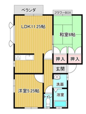 盛岡市松園２丁目のアパート【間取り】