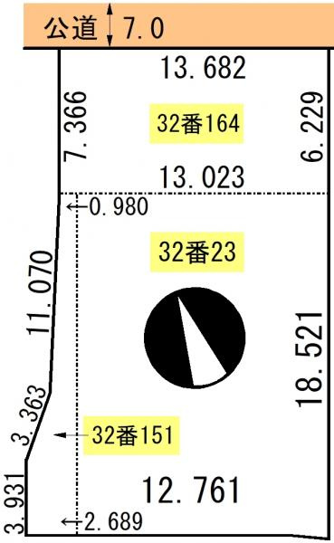 阿寒町中央4丁目32-23，151，164売地【間取り】