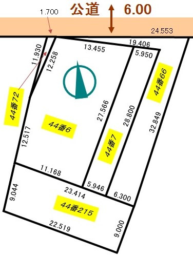 緑ヶ岡6丁目44－6，7，66，72，215売地【間取り】