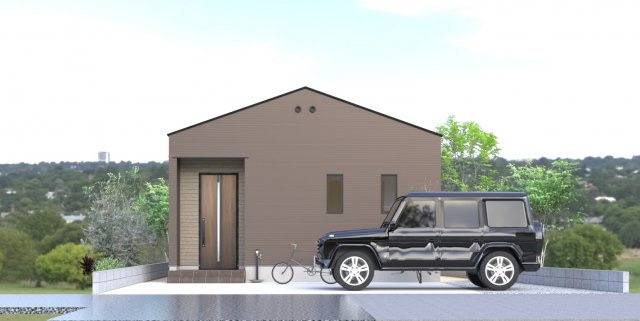 上越市大字下源入の新築一戸建【外観パース】下源入平屋建て59.48㎡♪♪