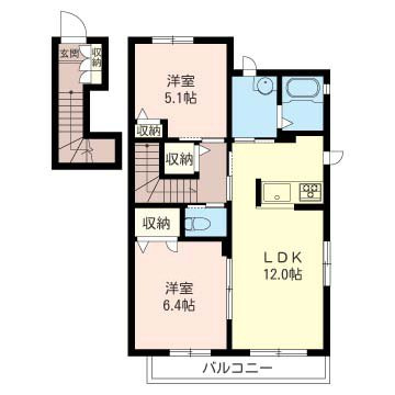 玄関は1階♪お部屋は2階♪
