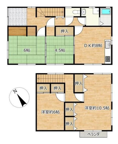 鳥取市滝山中古戸建て【間取り】