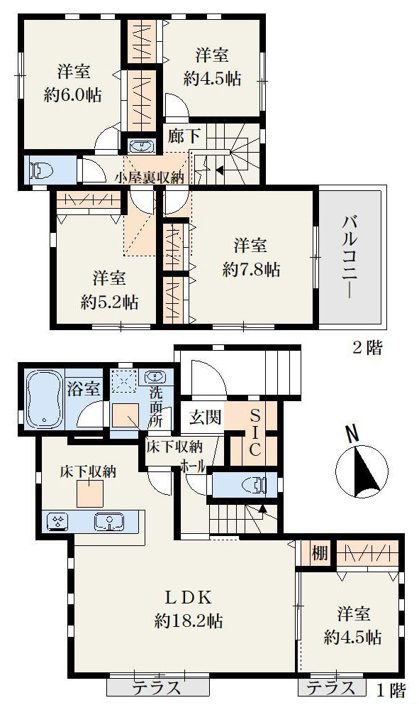横浜市旭区上白根２丁目の新築一戸建【間取り】