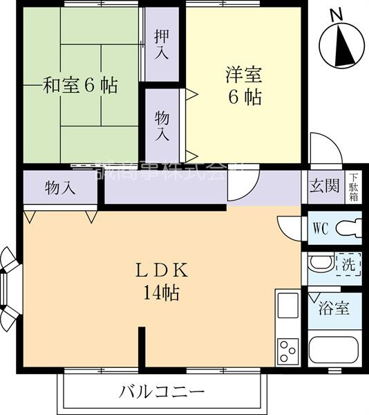 廊下がある2LDKです