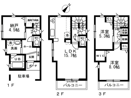 ３階の主寝室は８帖の広さを確保し、大型のウォークインクローゼットも完備しています。