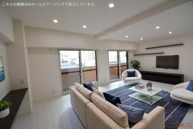 ダイアパレス本町【居間・リビング】リビングにはリモートワークや趣味で活用できるカウンターがあります♪デジタルステージング