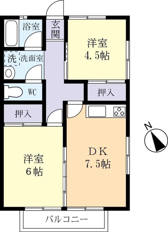 3面採光角部屋の２ＤＫです