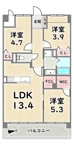 レスポアール三条朱雀【間取り】