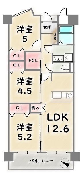 エルパーク西京・大原野【間取り】改装済