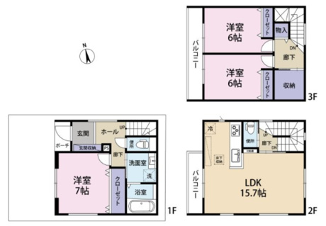 3階建て住宅で生活空間とプライベートを分けやすく、日々の動線にも配慮された合理的な間取りです。