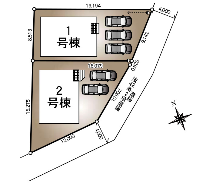 八王子市川口町888-1 新築【仲介手数料無料】【区画図】全2棟の新しいコミュニティが形成しやすい住宅地です。
