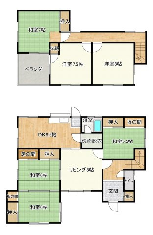 盛岡市松園１丁目の中古一戸建【間取り】