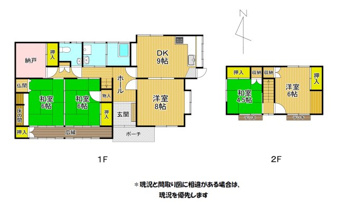 長溝町売家【間取り】５DK２階建ての間取り図となります。