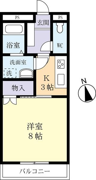 洋室8帖の1Kです♪