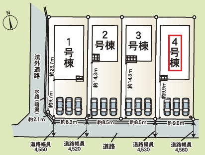 御嵩町中第4（全4棟）【区画図】