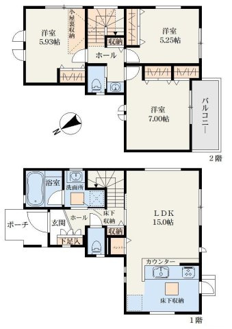 横浜市旭区中白根２丁目の新築一戸建【間取り】
