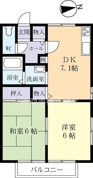 2DKの和洋室があるお部屋です