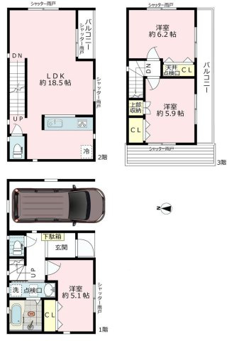 川崎市川崎区小田６丁目の新築一戸建【間取り】