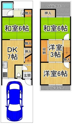 椥辻【間取り】現状建物図面です。
間口約3.8ｍ×奥行約14.2ｍ