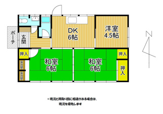 船津町売家【間取り】サイズ感の良い３DKの間取りです！
