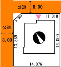 【商談中】文苑1丁目34-13売家【区画図】角地ですので、日当たり・風通しも良好です～！