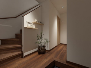 右京区梅津中村町【玄関】《玄関：ステージングイメージパース》》※家具・小物はCGによるインテリアイメージであり、家具の設置サイズを保証するものではございません。