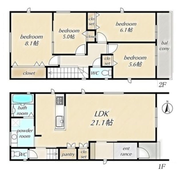 尾張旭市西大道町六兵衛前【間取り】