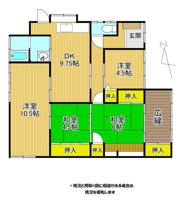 天道町売家【間取り】東面からの陽差しを意識した間取りです。