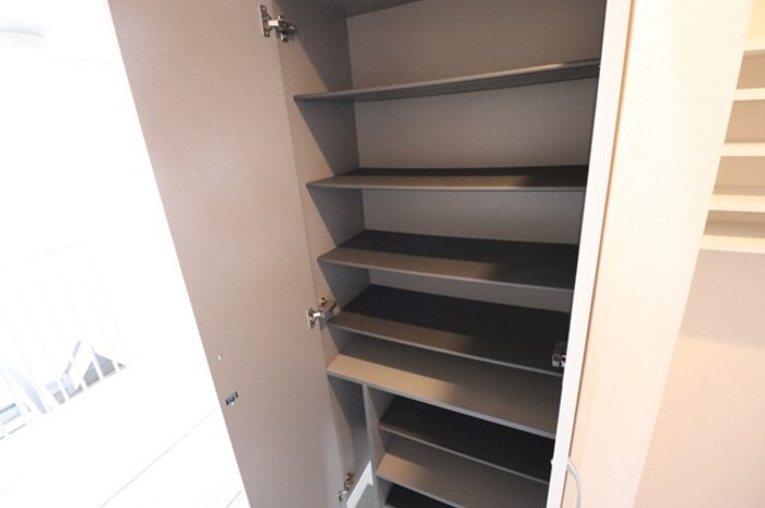 カーサ・エスペランサ【玄関】トールタイプの姿見付シューズボックス