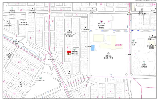 盛岡市北松園２丁目の中古一戸建【地図】