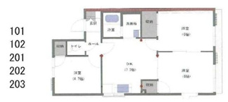 バス・トイレが独立しておりプライバシーに配慮されています。大きめのダイニングキッチンを中心にした使いやすい間取りです。洋室が二つありライフスタイルに合わせて利用できます。