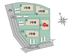 北九州市八幡東区清田1丁目3期【区画図】全5棟の販売です。5号棟をご参照ください。