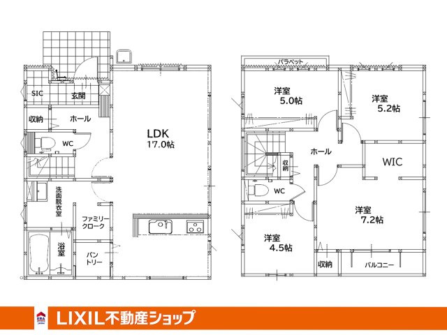 戸畑区丸町3丁目1期【間取り】居室はすべて2階に集約すると良い事沢山♪防音性の向上やプライバシーの確保、防犯性の向上など♪