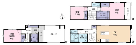 約16帖の広々LDK！明るい光が差し込む心地よい家族の憩いの空間！各部屋に収納を備えており室内をすっきりと保てる設計！