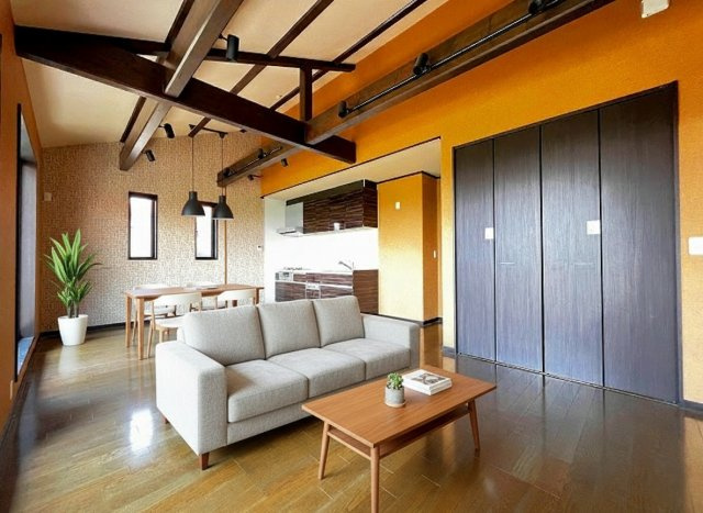 清須市春日上須ケ田　二世帯住宅【居間・リビング】本写真の家具・小物はCGによるイメージです。実際の物件には含まれません。