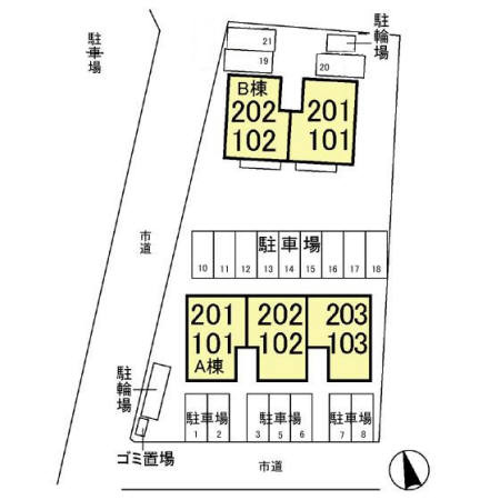 羽生市南３丁目のアパート【区画図】