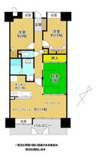 コアマンション山上倶楽部【間取り】リビングに面した和室で使い勝手の良い間取りです！！