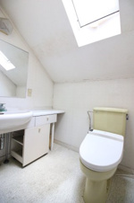 土浦市虫掛【トイレ】2階のトイレは2帖の広いスペース　トップライトで明るく洗面カウンター付きです