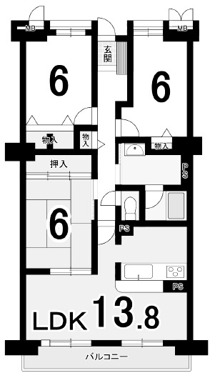 サンハイツ中央台E棟【間取り】