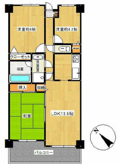 3LDK、価格1880万円、専有面積66.18m2、バルコニー面積8.54m2 使いやすい3LDKの間取りです。