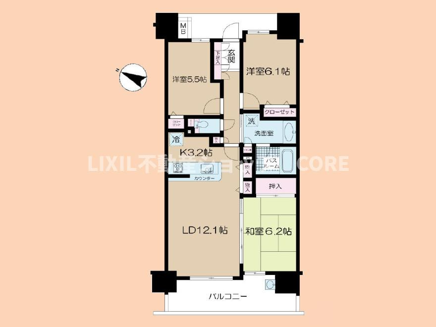 日神パレステージ小田急相模原フロント【間取り】2011年築の綺麗なマンション！10階部分につき日当たり・通風・眺望良好なお部屋。