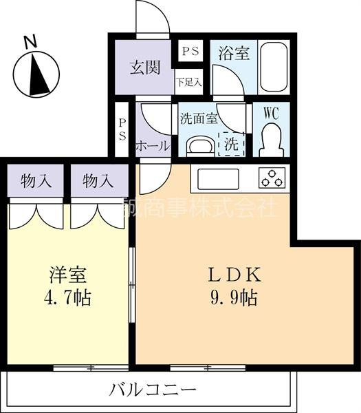 人気の1LDKの間取りです