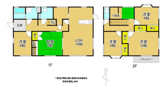 汐屋町売家【間取り】5LDKの2階建ての間取りです！