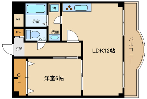 ２ＤＫ→1ＬＤＫへチェンジの画像