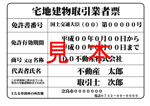 国土交通大臣免許(コクドコウツウダイジンメンキョ)の画像